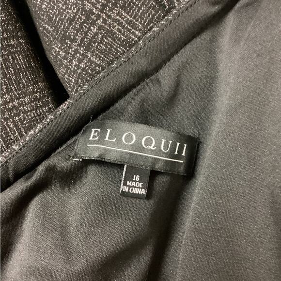 NWT Eloquii Black SIlver Metallic On Sleeve Off The Shoulder Blouse Size 16 - Picture 3 of 4